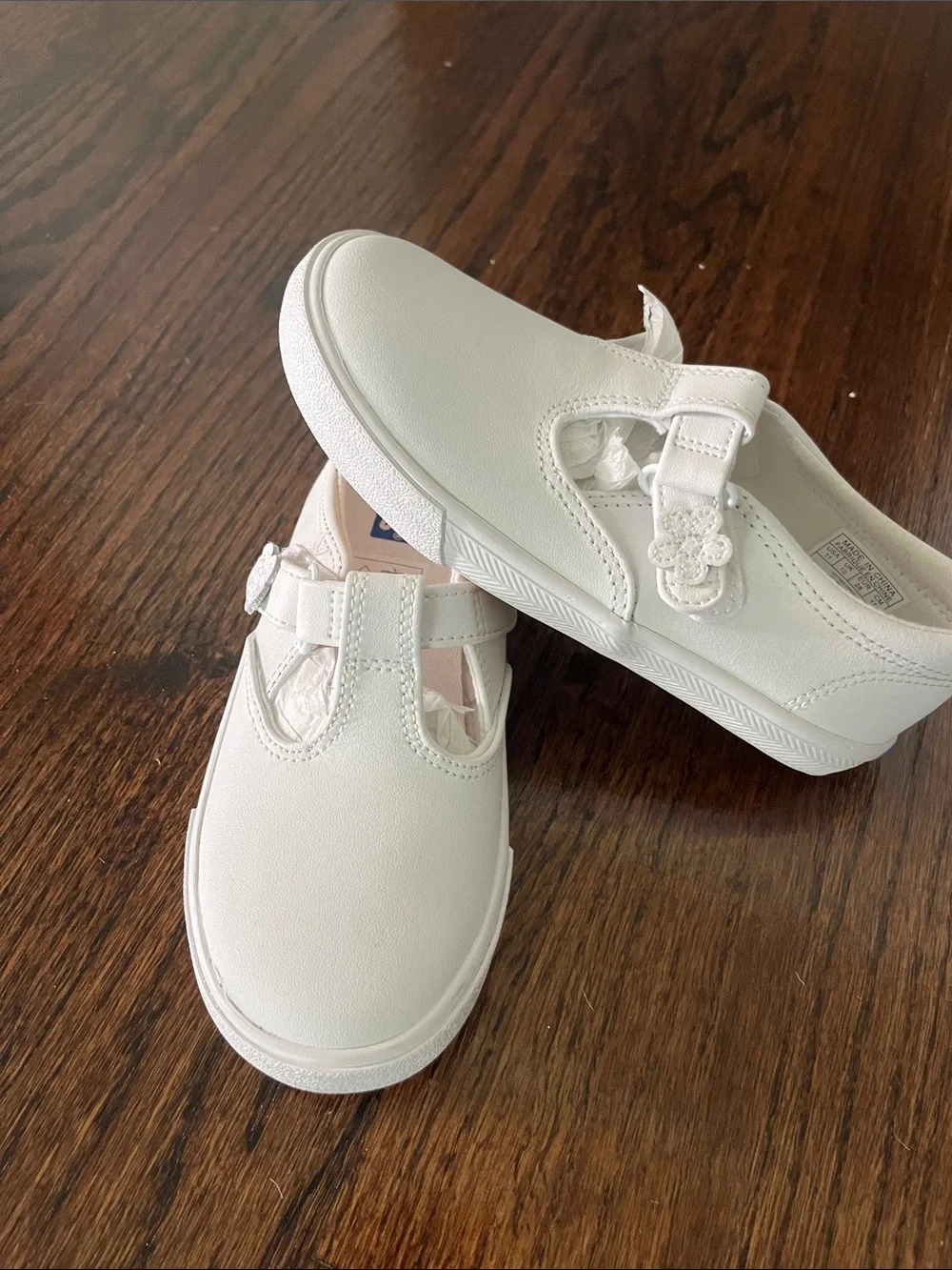 Keds White Kids T-Strap Dress Shoes